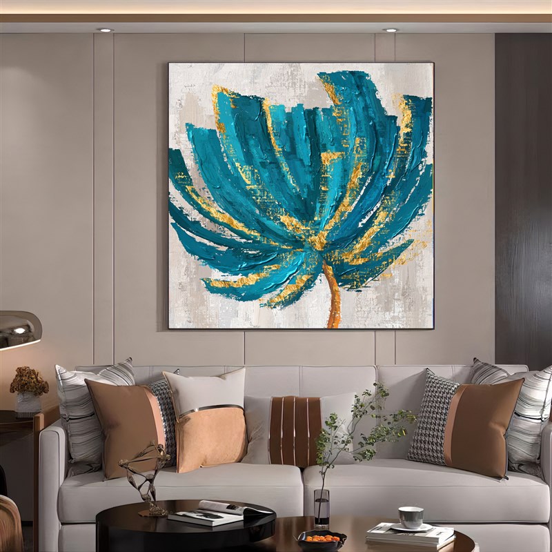 现代极简主义客厅装饰画美式风立体感沙发背景墙挂画花卉餐厅壁画图片