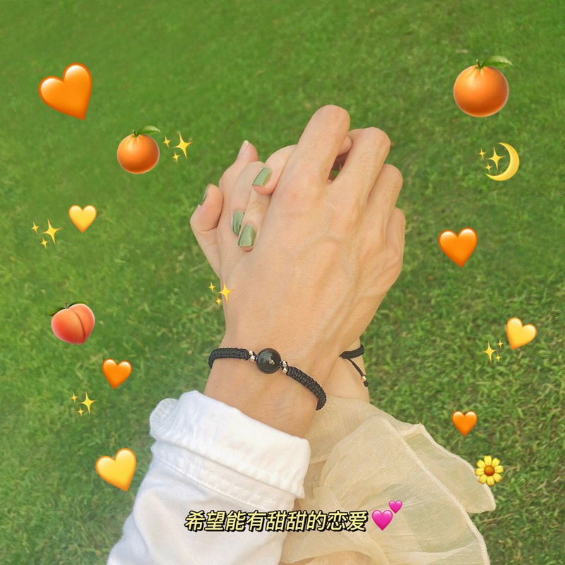 天然金曜石手链i男女款情侣一对手环闺蜜学生手工编织手绳简约手