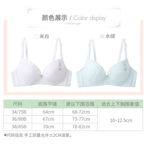内衣女无钢圈定型薄款B杯文胸 聚拢小I胸不空杯中学生高中少女日