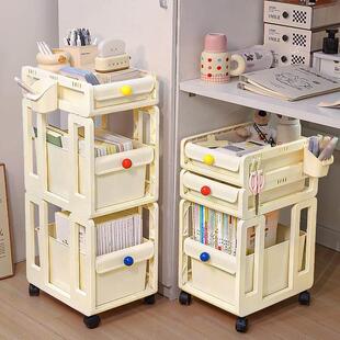 默默爱 桌下书包置物架多功能书本收纳篮可移动抽屉式文具小推车