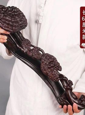 实木灵芝如意饰品乌木雕刻工艺礼品家庭入口装饰年长者乔迁礼物