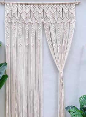波西米亚手工编织门帘macrame窗帘隔断帘棉绳ins风玄关帘门框装饰