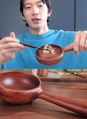 井柏然同款勺子韩国boki吃播餐具木头勺子网红手拿接菜木勺汤面勺