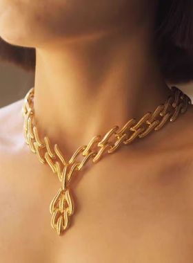 金枝玉叶流苏金色时尚麦穗项链欧美气质精致百搭设计高级锁骨颈链