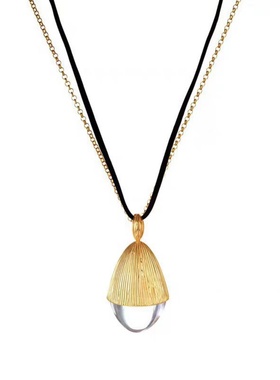 周雨彤同款水晶松果黑绳长项链女小众设计高级感气质轻奢毛衣链