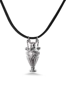 小众设计高级感银色花瓶图案搭配黑色皮蜡绳项链个性时髦项链女