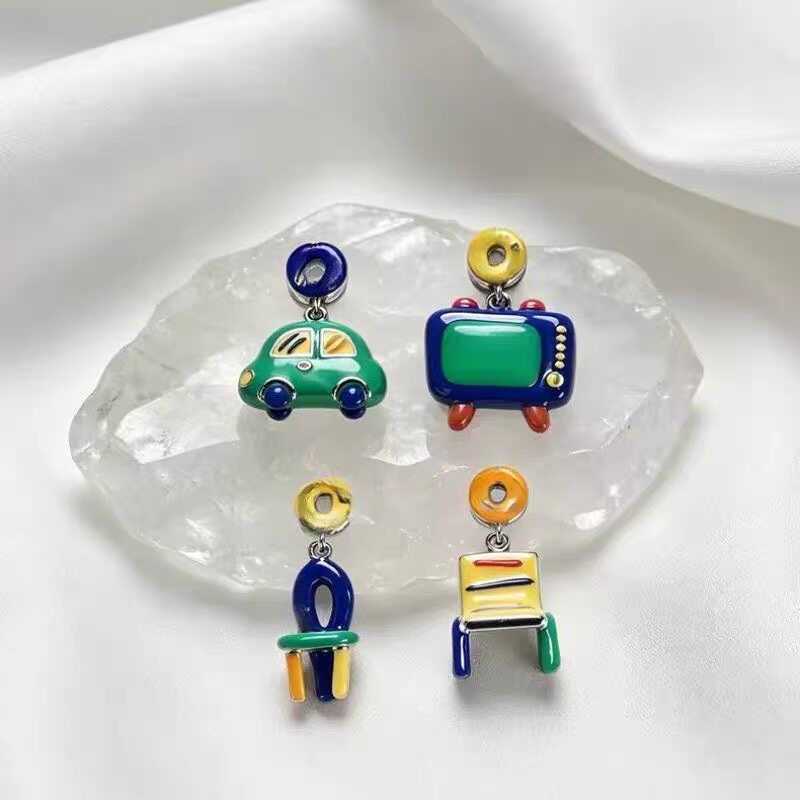潮流气质彩色圆形耳饰独特设计耳环简约高级感精致时尚百搭耳钉