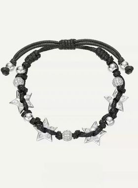 坏天使系列新品原创小众叛逆满钻星星黑色编织皮手绳手链女款百搭