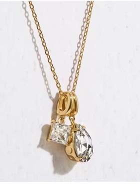 清晨雨露水滴形金色项链复古镶钻高级感轻奢时尚气质百搭毛衣链女