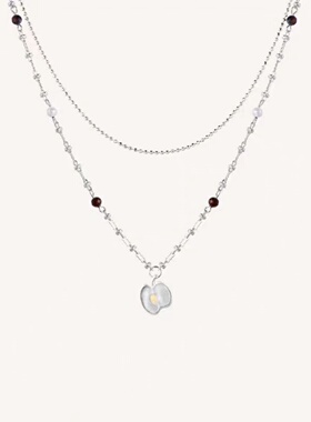 小森林平安果项链虎眼石叠链高级ins风简约时尚轻奢毛衣链气质女