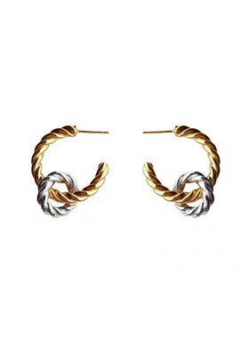 双色双环耳环金银拼色百搭简约圆圈高级感时尚气质个性小众耳饰