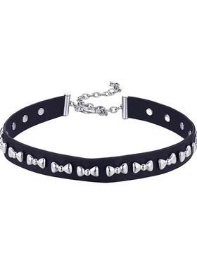 田曦薇同款蝴蝶结黑色皮项链复古个性首饰时尚百搭高级锁骨链项链