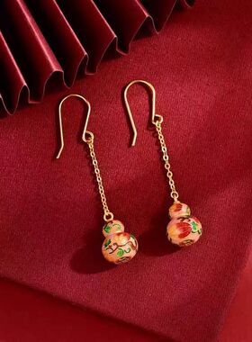 葫芦耳坠女款珐琅新中式国风精致优雅大气轻奢高级感简约百搭耳环