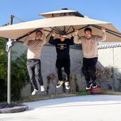 户外遮阳伞庭院伞别墅露台花园室外摆摊太阳能灯珠罗马伞遮阳伞棚