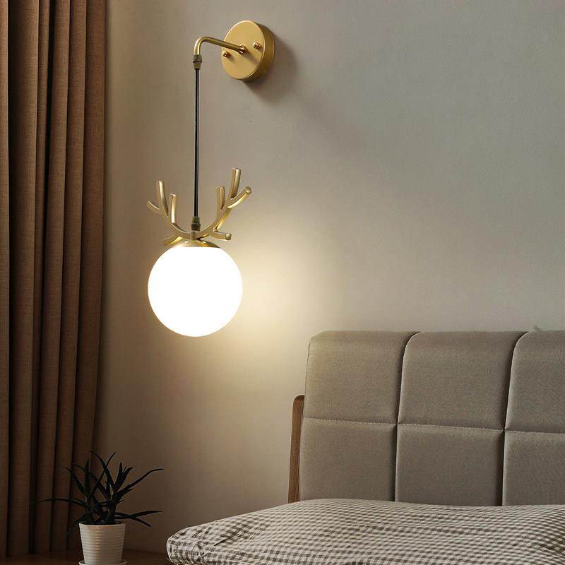 北欧床头壁灯简约现代鹿角灯饰网红个性创意客厅卧室过道走廊壁灯,家装灯饰光源,壁灯,淘宝优惠券,粉丝福利购,淘宝优惠卷