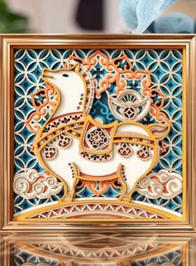 梯木叠雕创意玄关电视柜酒柜桌面小摆件客厅轻奢高档乔迁新居礼物