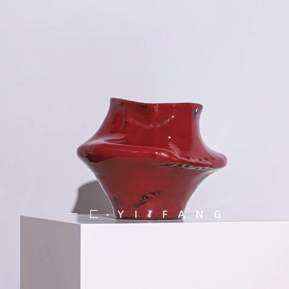 一匚新中式红色轻奢陶瓷花器花艺样板间售楼处酒店复古花瓶摆件,家居饰品,花瓶,淘宝优惠券,粉丝福利购,淘宝优惠卷