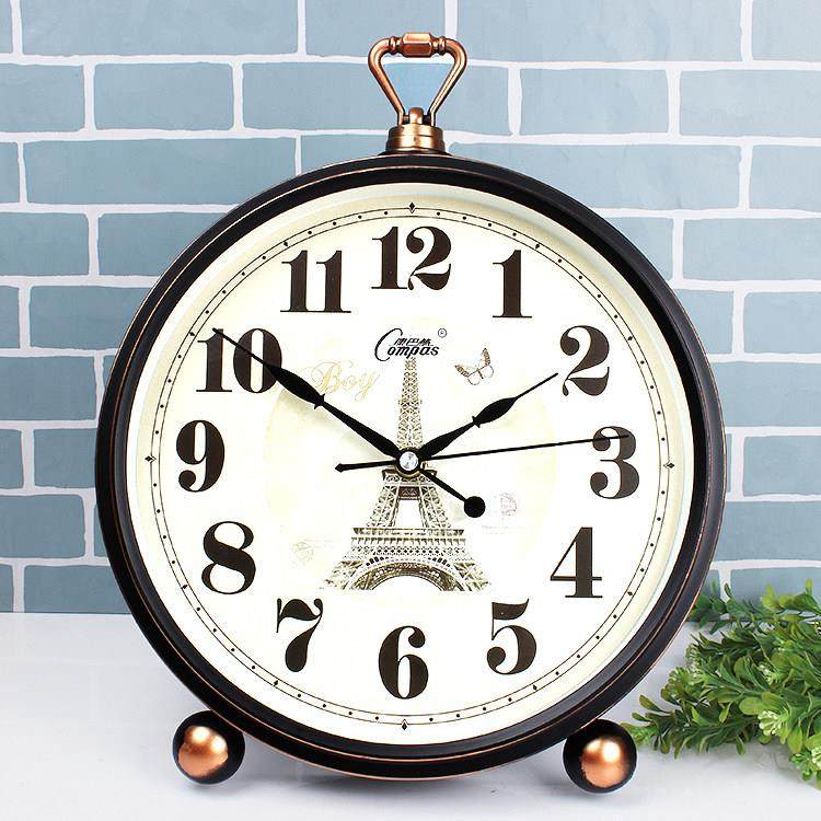 康巴丝静音欧式复古台式座钟挂钟两用卧室客厅床头大号圆形电池表,家居饰品,挂钟,淘宝优惠券,粉丝福利购,淘宝优惠卷