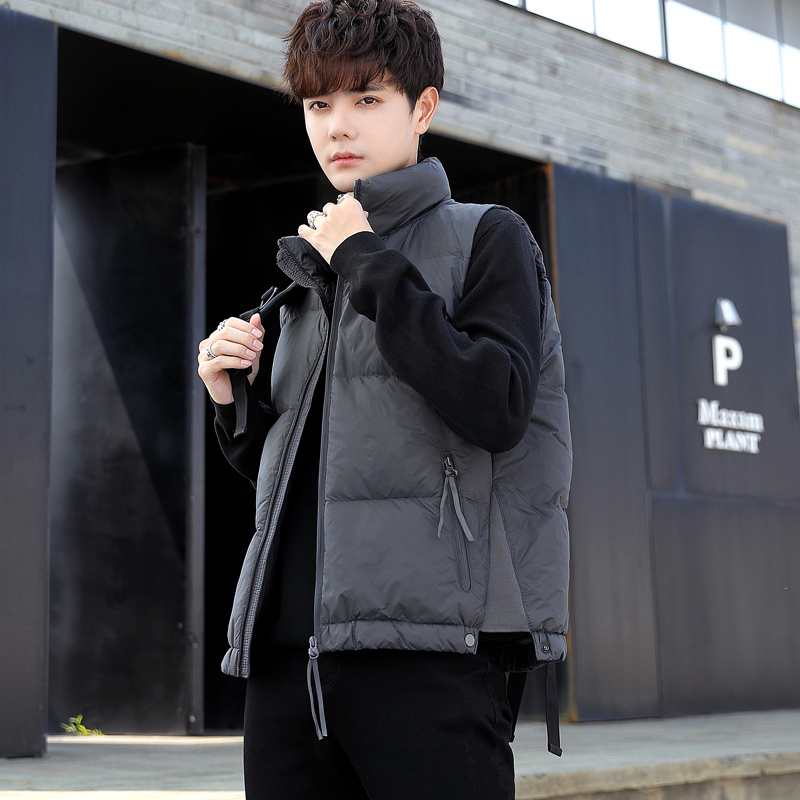 羽绒马甲男秋冬季立领高级感潮牌灰鸭绒保暖拉链坎肩背心马夹外套