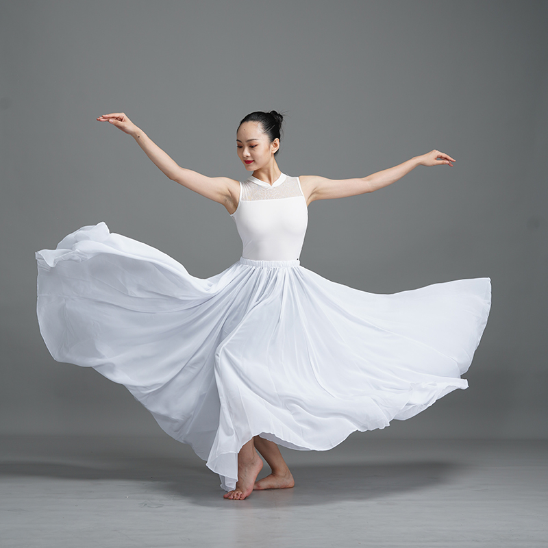 720度舞蹈大摆裙古典舞半身纱裙新疆舞演出服雪纺广场舞练功长裙