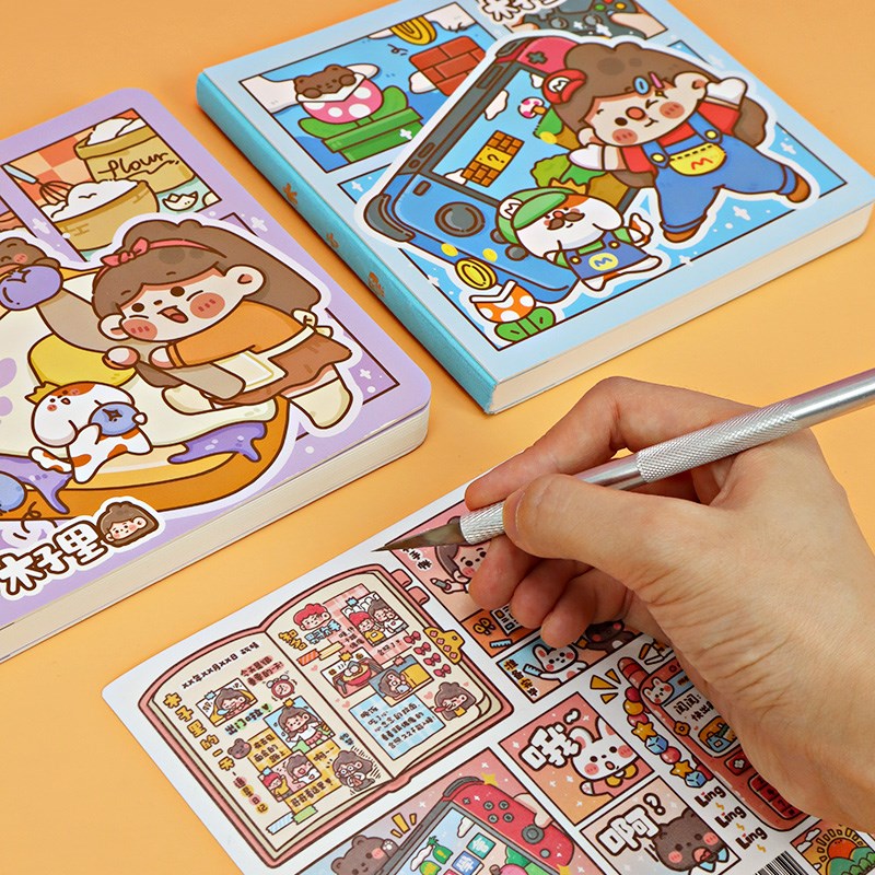 木子里方方本可爱卡通手账本方格本小学生女生本子笔记本定页本