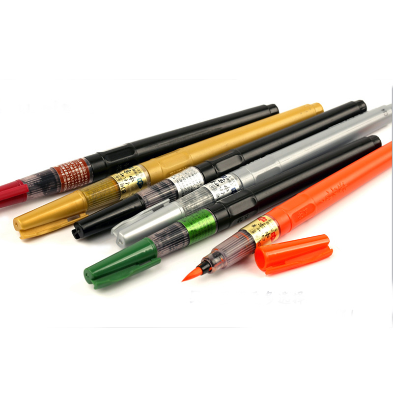 朱墨笔黑色红色金色银色墨笔便携式软头毛笔墨笔填充液朱墨液笔/