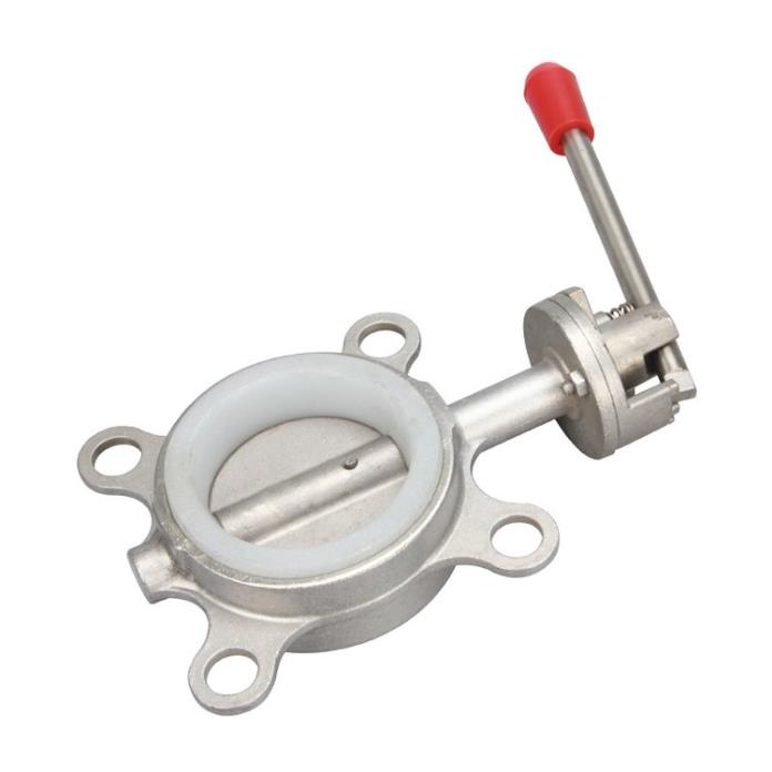 304不锈钢手动对夹蝶阀D71X-16P衬硅胶丁晴四氟开关水阀DN50 100