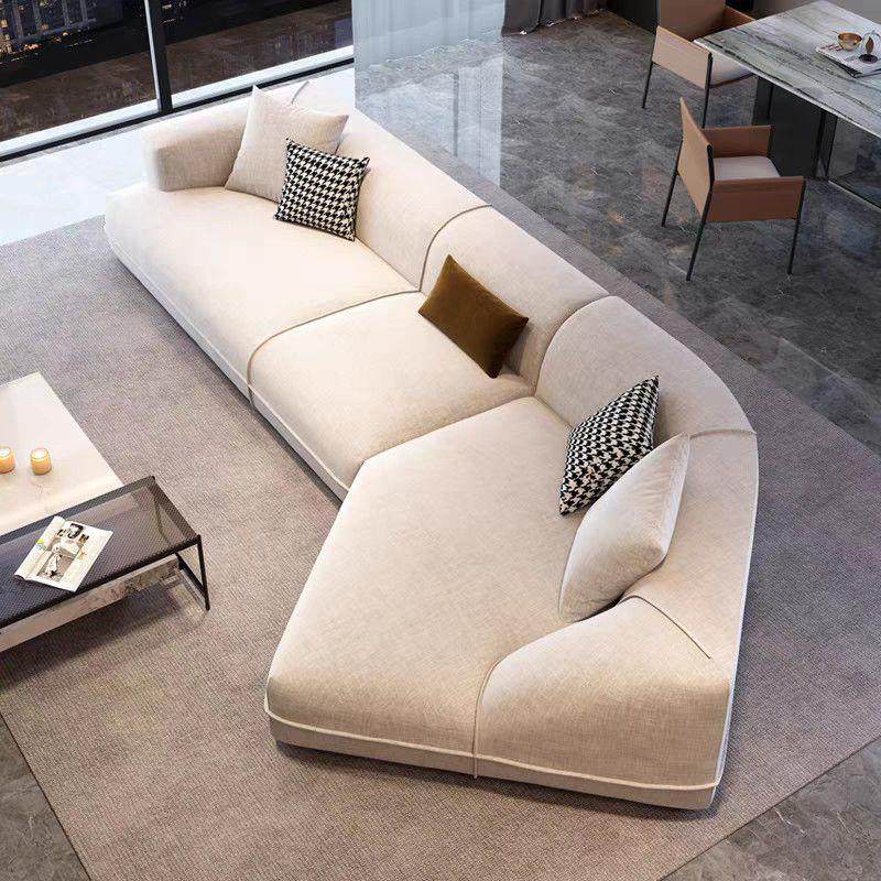 懂木意式极简棉麻布艺沙发客厅新款奶油风现代简约异形转角沙发