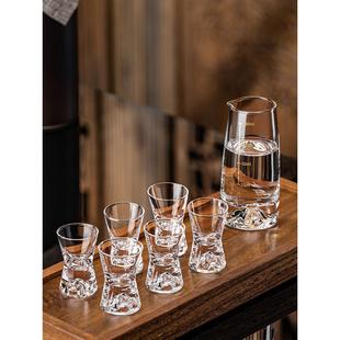 创意水晶冰山白酒杯家用轻奢高档一口小子弹杯带刻度分酒器具套装