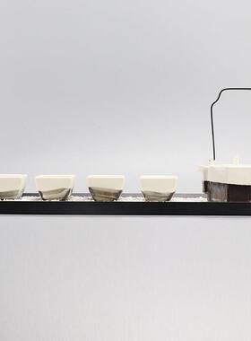 新中式创意八角陶瓷茶具托盘套装摆件样板房茶室茶房展厅软装饰品