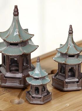 六角亭凉亭微景观小宝塔摆件造景园艺花盆水族箱鱼缸茶宠假山配件