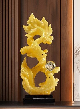 年年有余招财摆件高档客厅大型玄关办公室装饰发财鱼搬家开业礼物