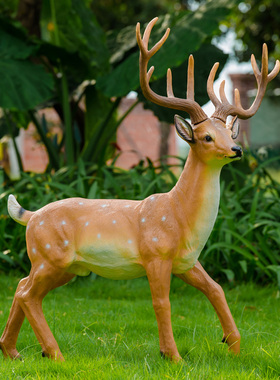 户外园林景观景区花园庭院婚庆装饰仿真玻璃钢雕塑大号梅花鹿摆件