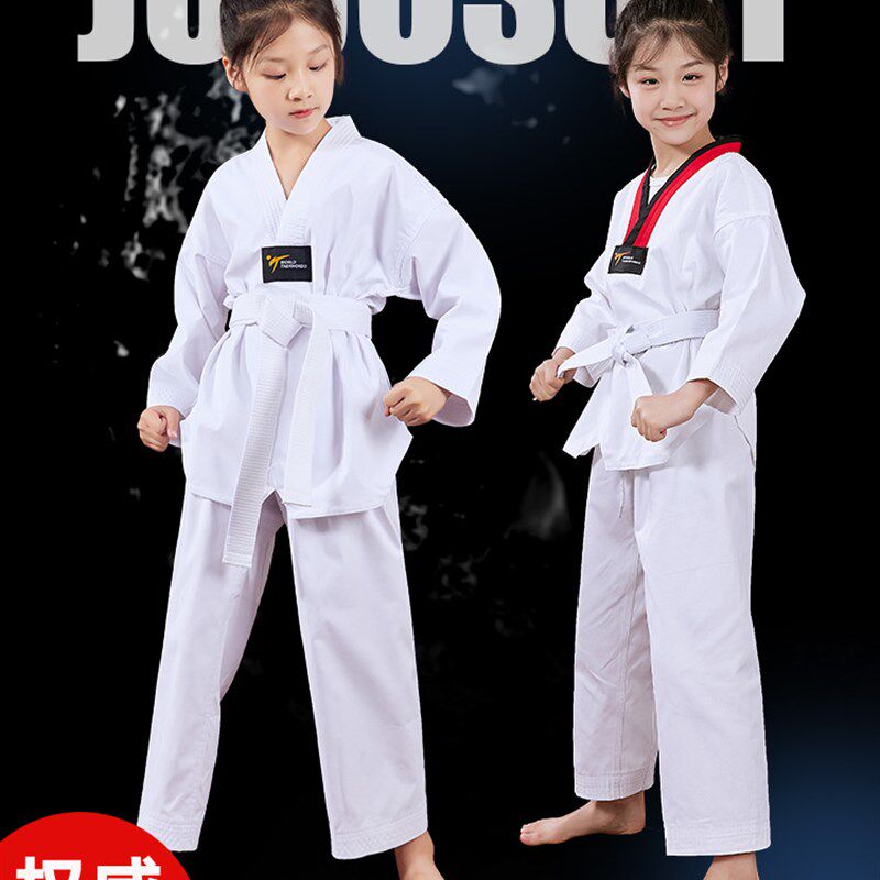 新款白领跆拳道服装成人儿童初学长袖薄款夏季男女大学生定制道服