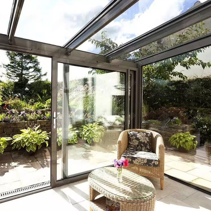 北京移动可折叠铝合金阳光房露台庭院断桥铝别墅玻璃房顶厂家定制