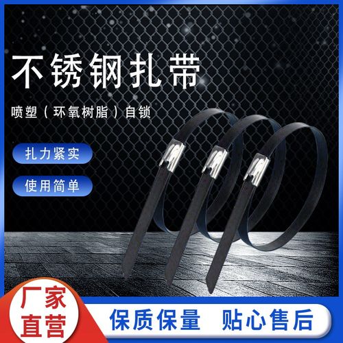 喷塑不锈钢扎带自锁式束线带7.9*250船用金属扎带电缆桥架固定带