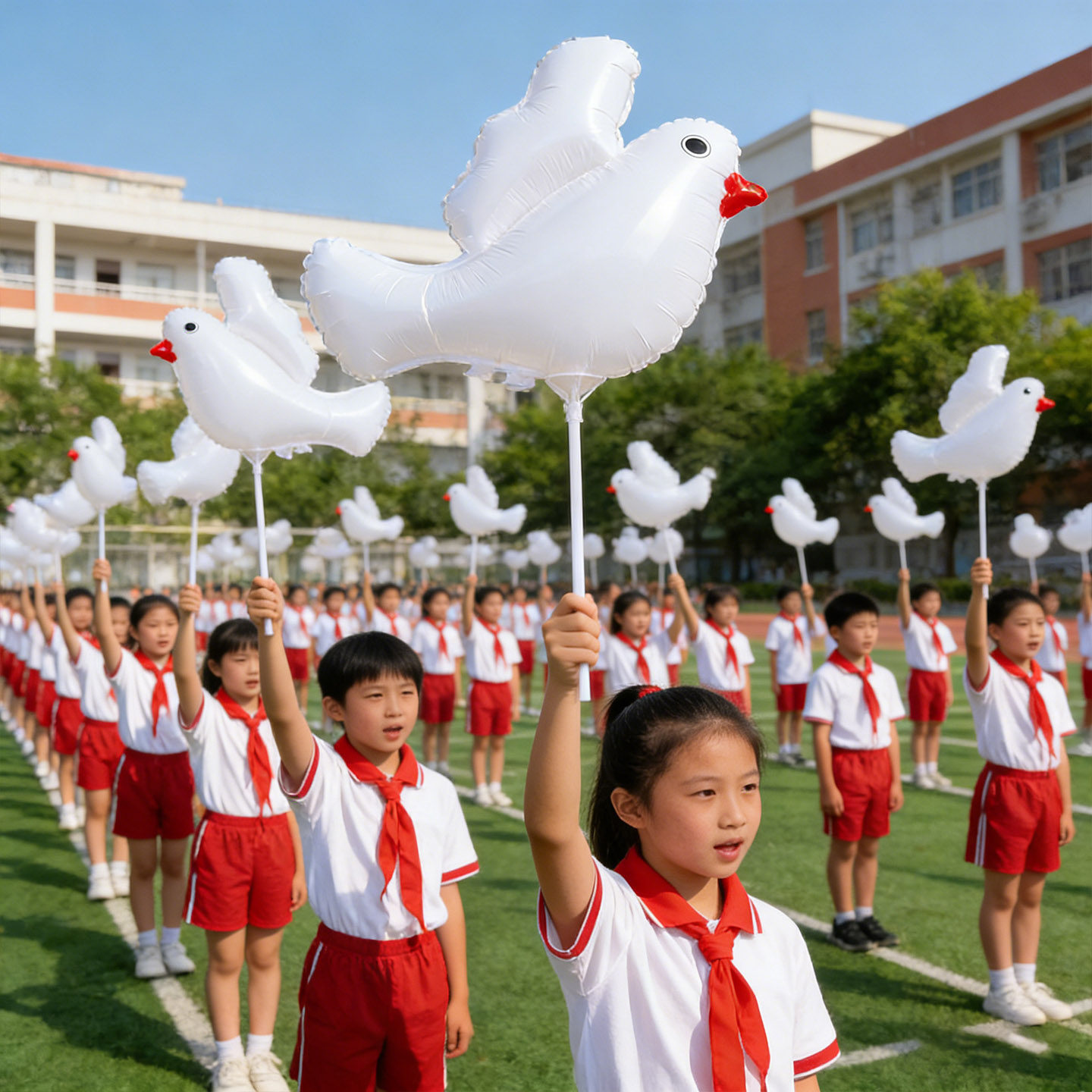 白色和平鸽子气球铝膜手持网红户外学校幼儿园活动运动会拍摄道具