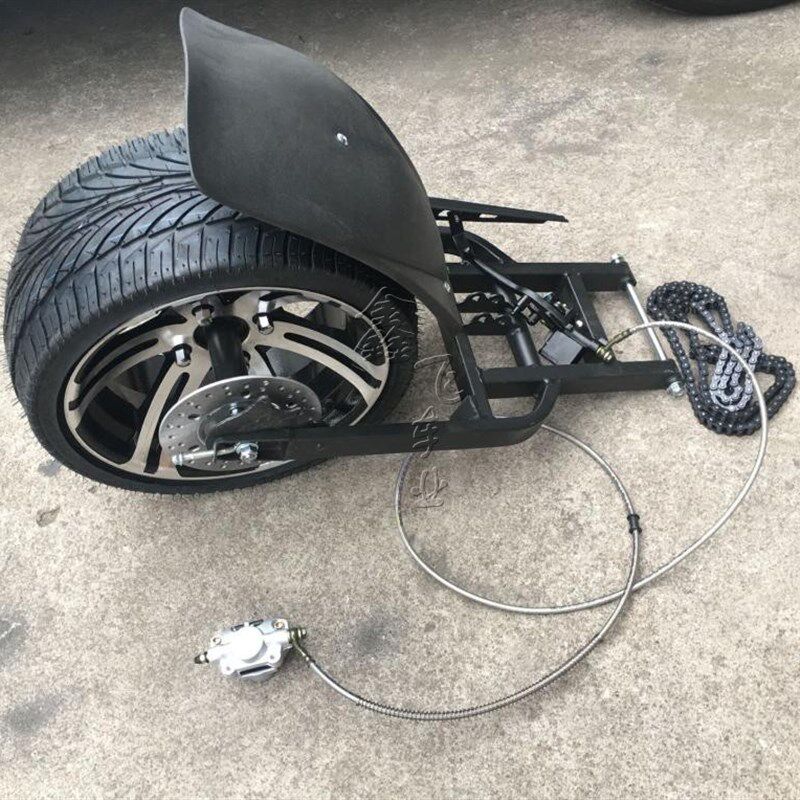 改装电动摩托踏板车倒三轮沙滩车配件后桥后平叉14寸铝轮毂公路胎