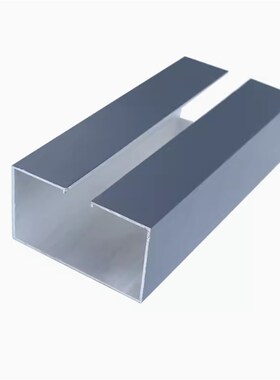 现货灰色黑色玻璃隔断76*44撕边管铝合金方管型材带槽口铝合金管