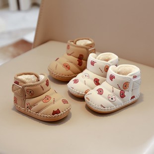 0一1岁到12个月加绒加厚雪地靴男女宝宝软底保暖鞋 棉鞋 冬季 婴儿鞋