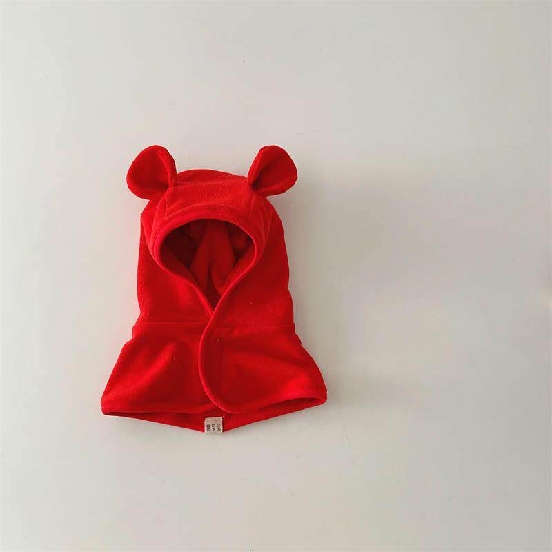 加绒加厚婴儿帽子秋冬季宝宝围脖一体护耳儿童帽男童套头女童厂家