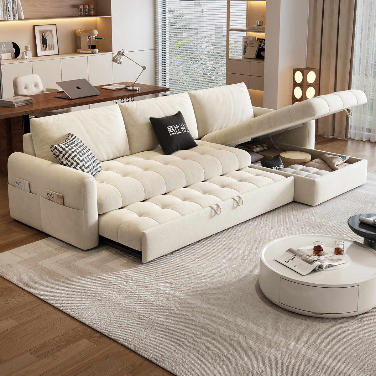 需定制酷比得拉点沙发储物客厅布艺多功能可折叠贵妃沙发床两用小