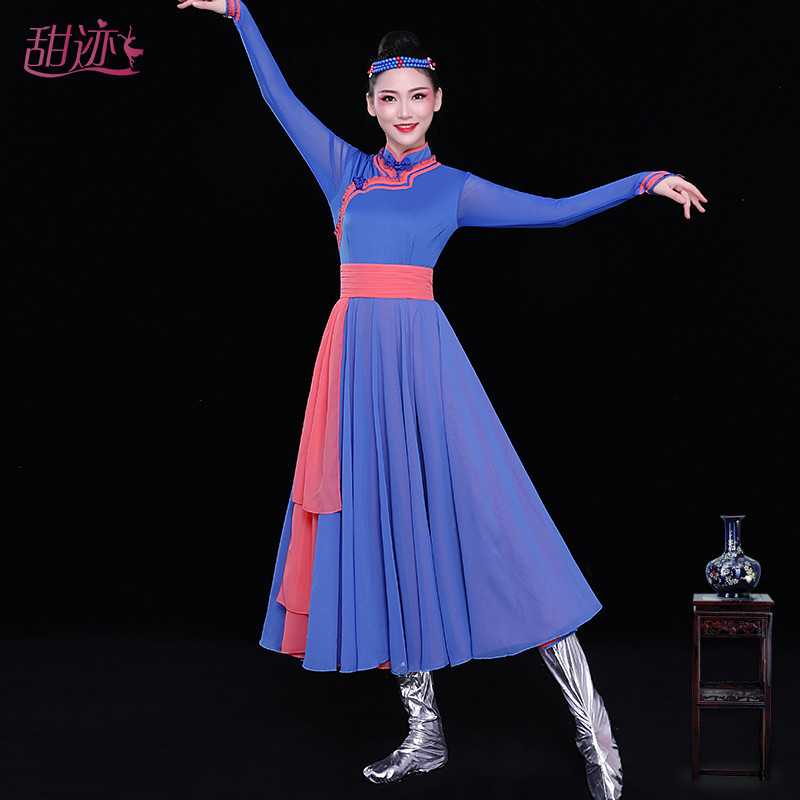 新品蒙古舞蹈演出服蒙古舞民族风鸿雁蒙古袍蒙族舞蹈服少数民族服