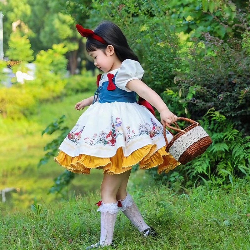 白雪公主蓬蓬裙女童迪士尼cos服女孩洛丽塔连衣裙女宝宝生日礼服