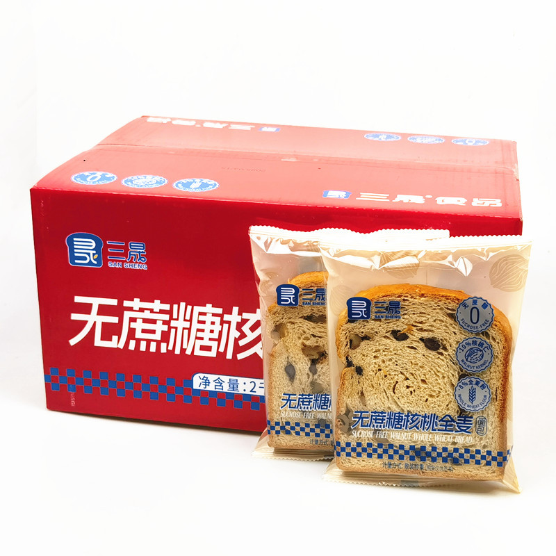 三晟无蔗糖核桃全麦坚果大列巴吐司车轮面包散称2斤早餐饱腹零食