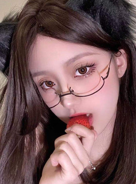 直播女仆写真半框无框纯欲二次元眼镜框情趣眼镜抖音黑框又纯又欲