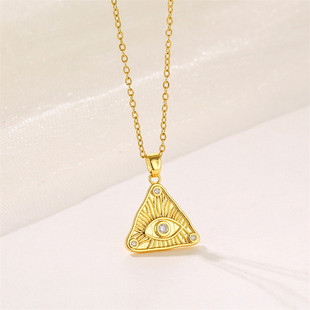 欧美光明会全视之眼戒指项链共济会徽章嘻哈恶魔之眼三角吊坠颈链