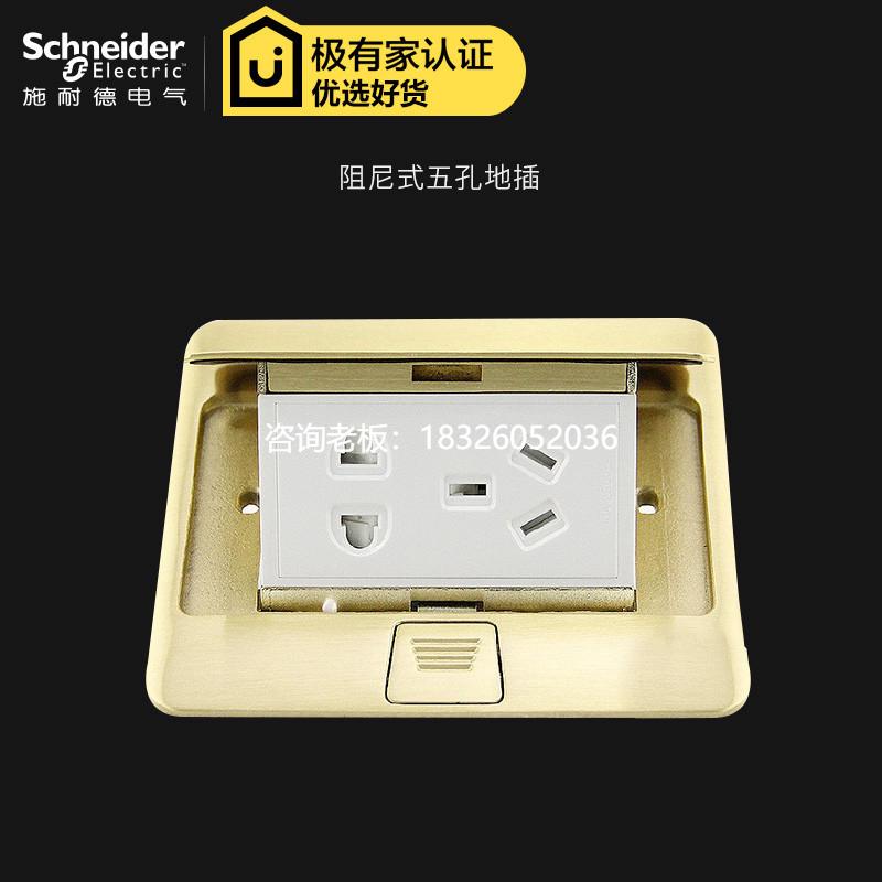 拍前询价施耐德地插座 五孔地插带阻尼 10A铜质地面插座E226C10U_