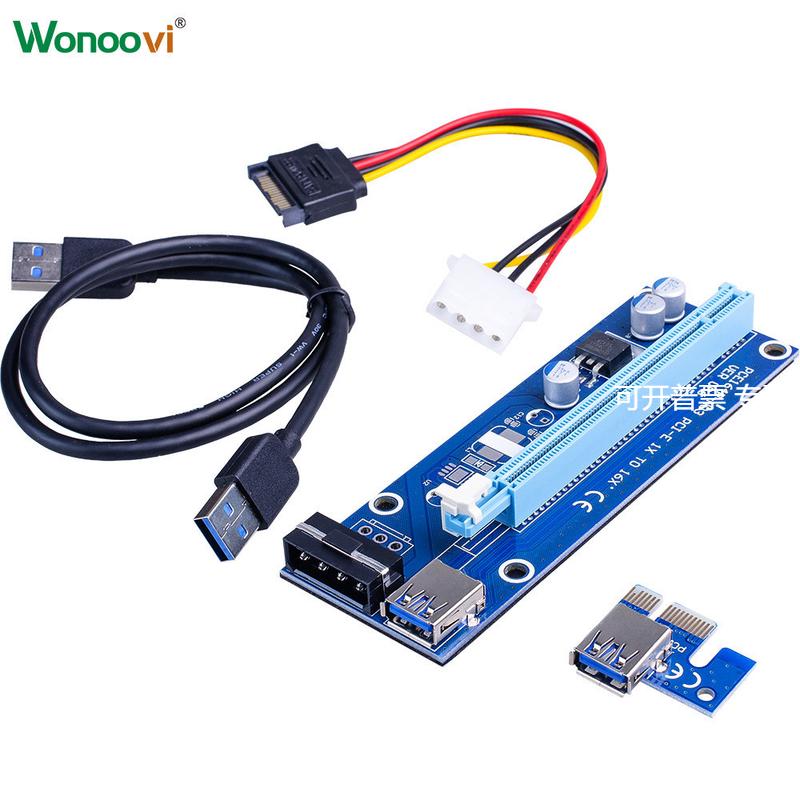 大4PIN电源转接卡Ver006PCIE1x转16x显卡延长线转接线USB3.0