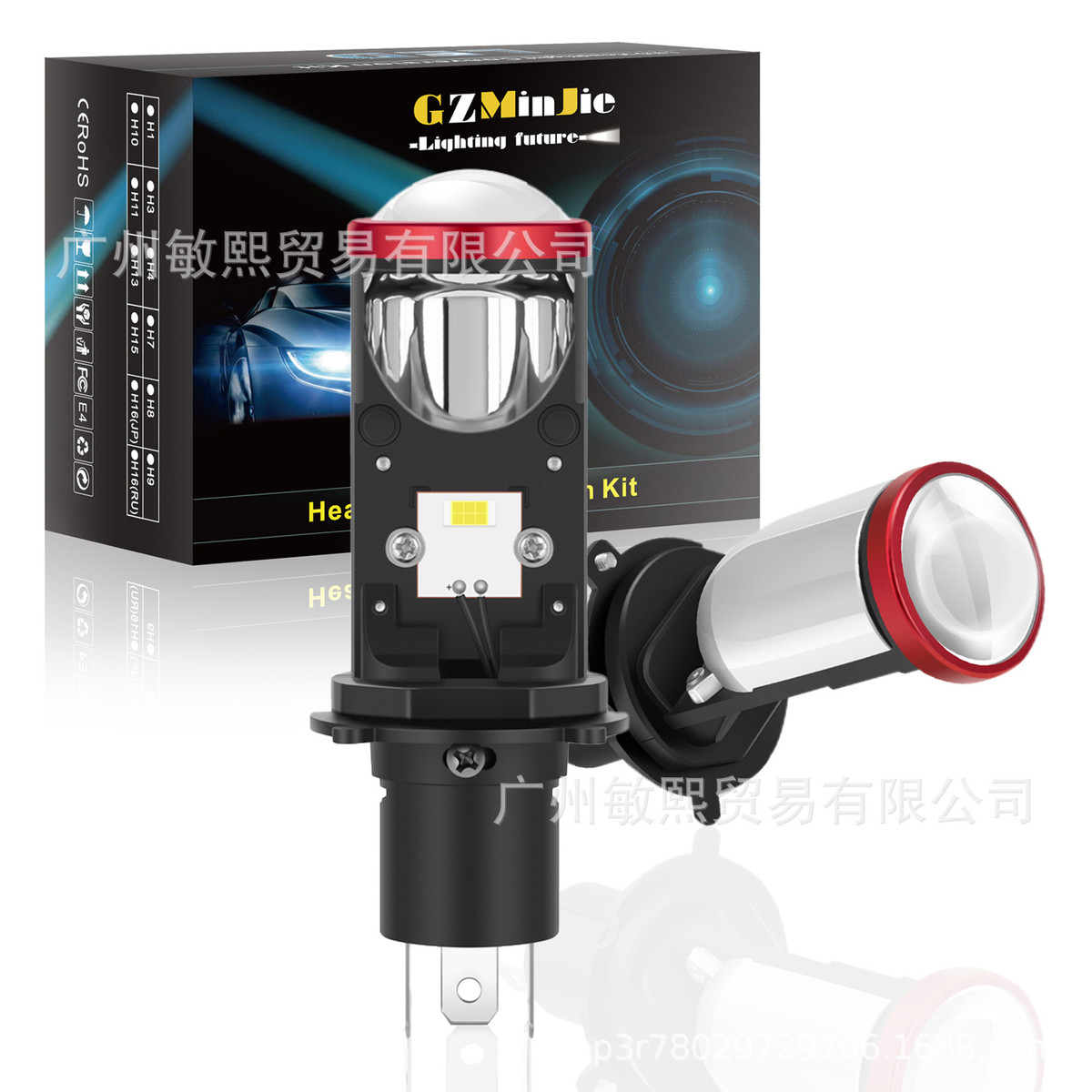 P30汽车led车灯透镜鱼眼灯直插式H4LED双光透镜汽车摩托车前大灯